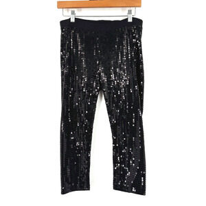VTG Y2K Betsey Johnson Sequin Capri Leggings Large Pull-On Stretch Punk Glam